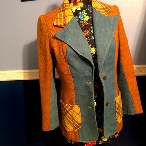 Vintage denim and Tweed blazer M
